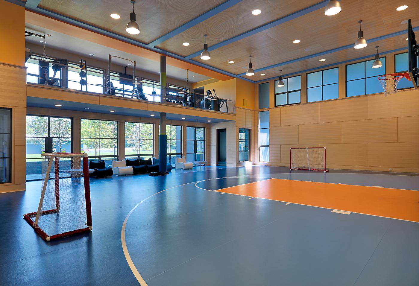 High-end indoor gym and basketball court