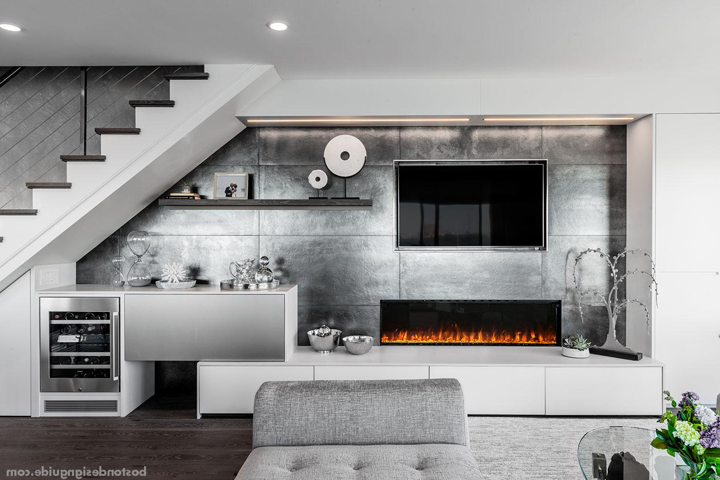 Fireplace feature wall for a Boston townhouse by Divine Design Center