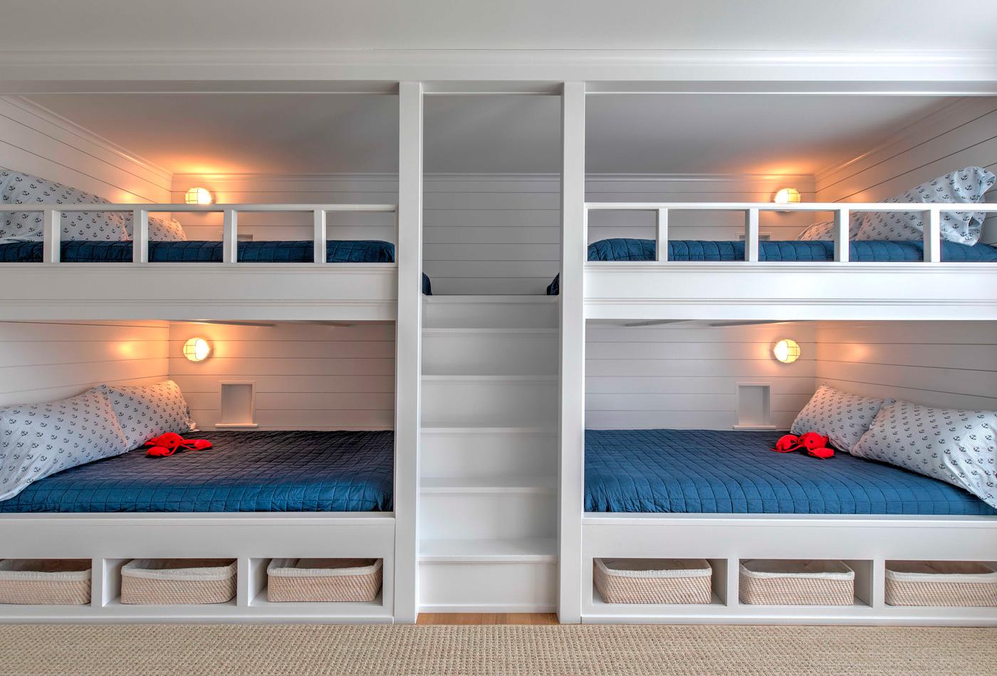 custom-designed built-in full-size bunk beds 