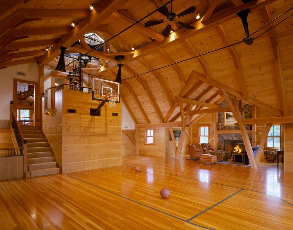 High-end indoor basketball court and entertainment barn