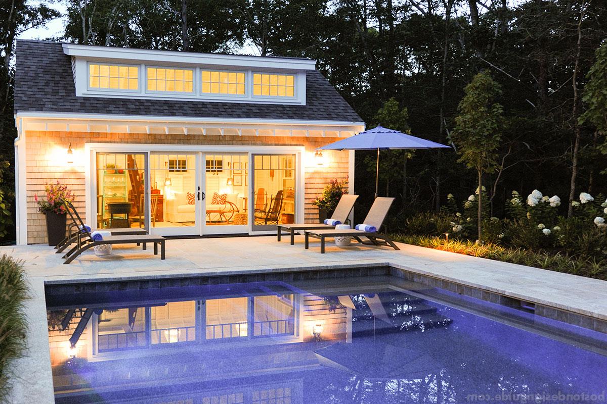 Cape Cod pool house designed by Salt Architecture, and pool terrace by Bernice Wahler Landscapes